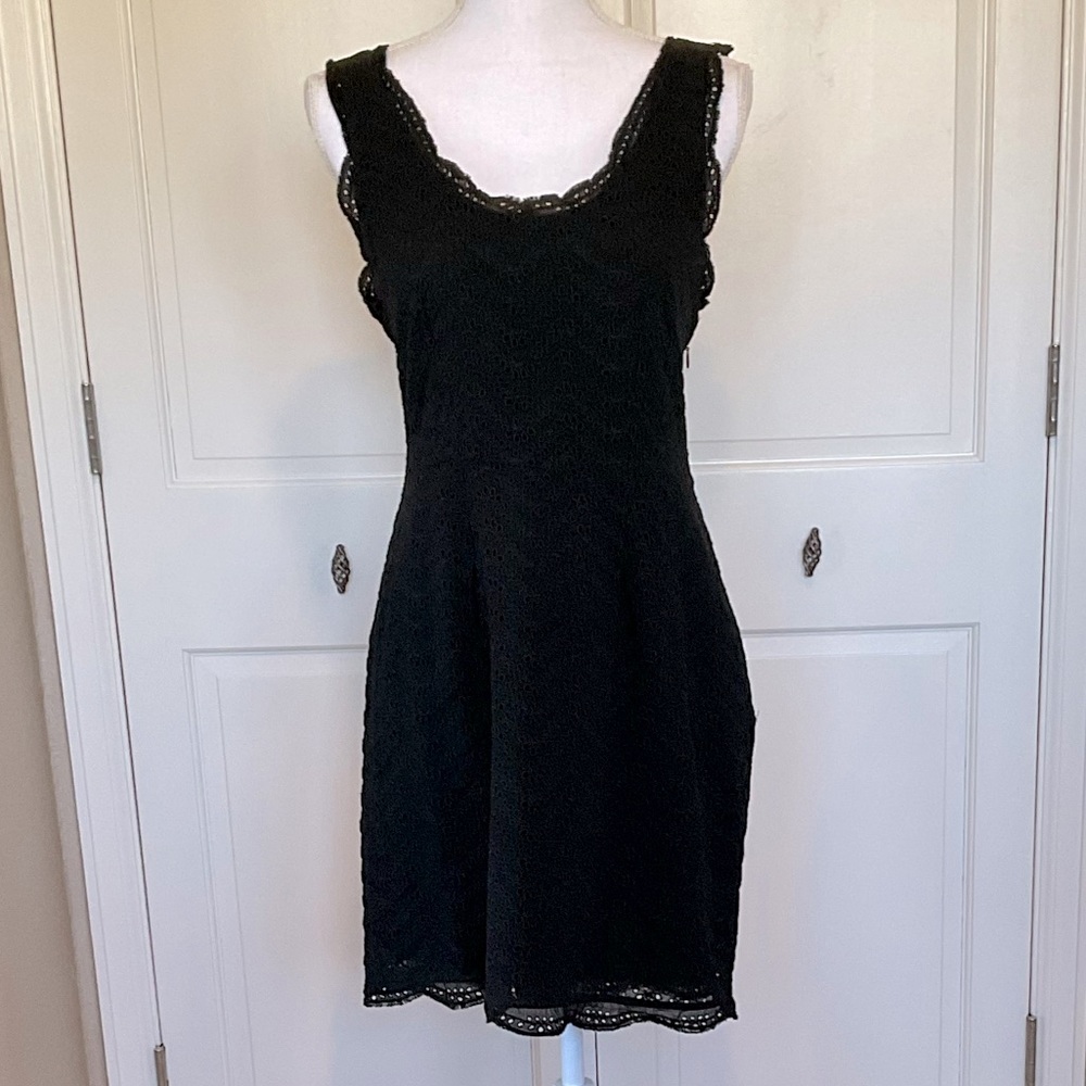 Joie Black Silk Eyelet Dress